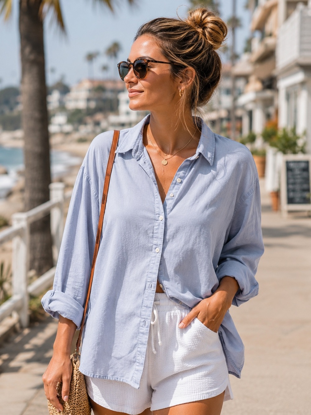 beachlunchlounge Light Blue Button Down Shirt - Picture 2 of 12